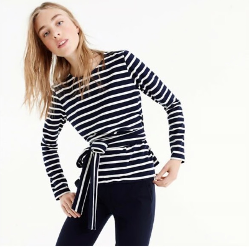 J. Crew Navy and White Striped Long Sleeve Top